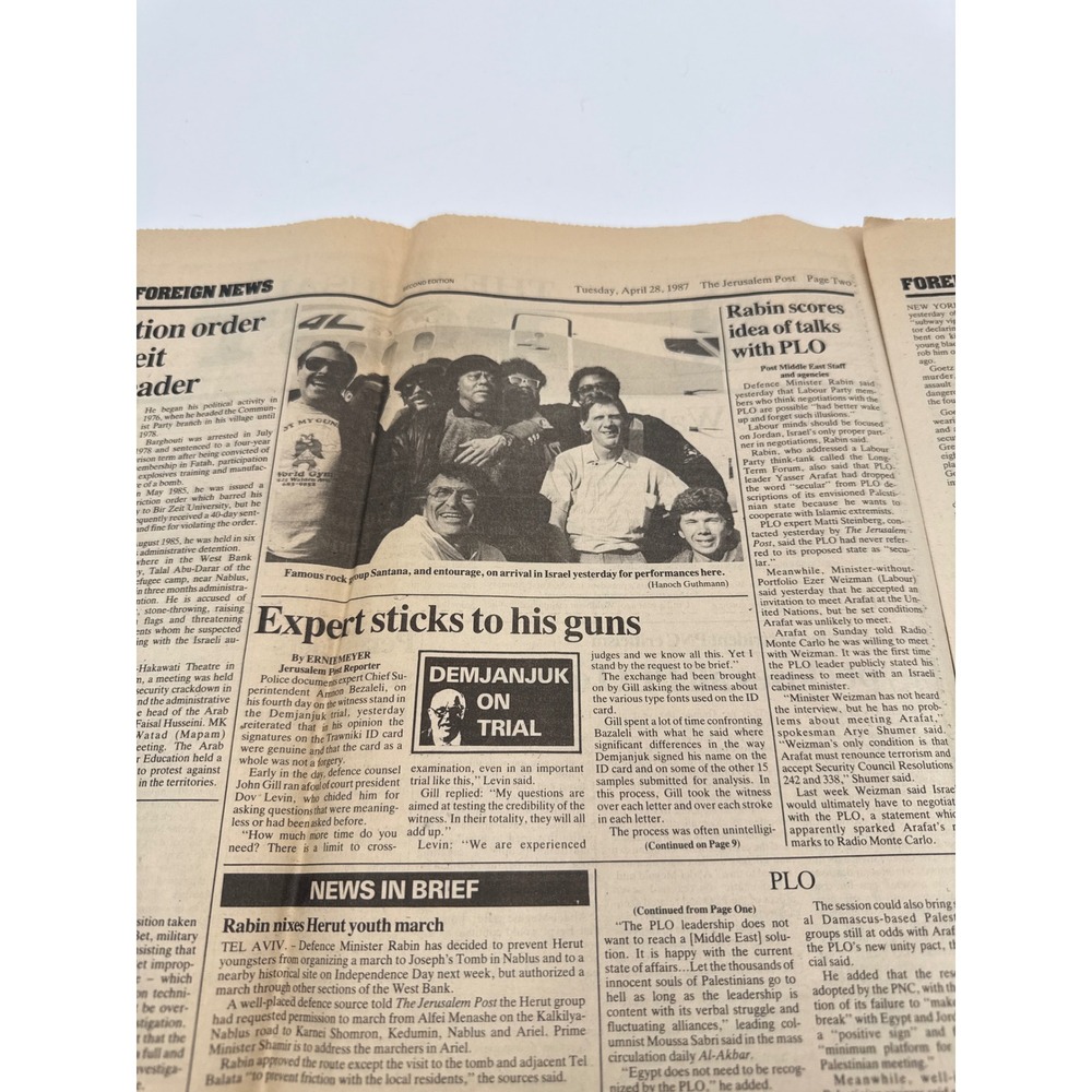 Vintage The Jerusalem Post Newspaper April 27/28 1987 Santana Chernobyl News